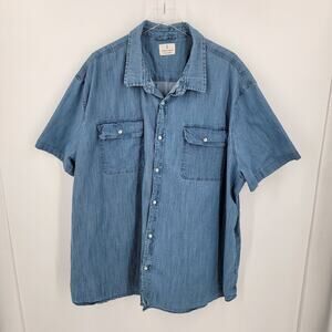 Mutual Weave Shirt Mens 4XL Blue Chambray Button Up Short Sleeve